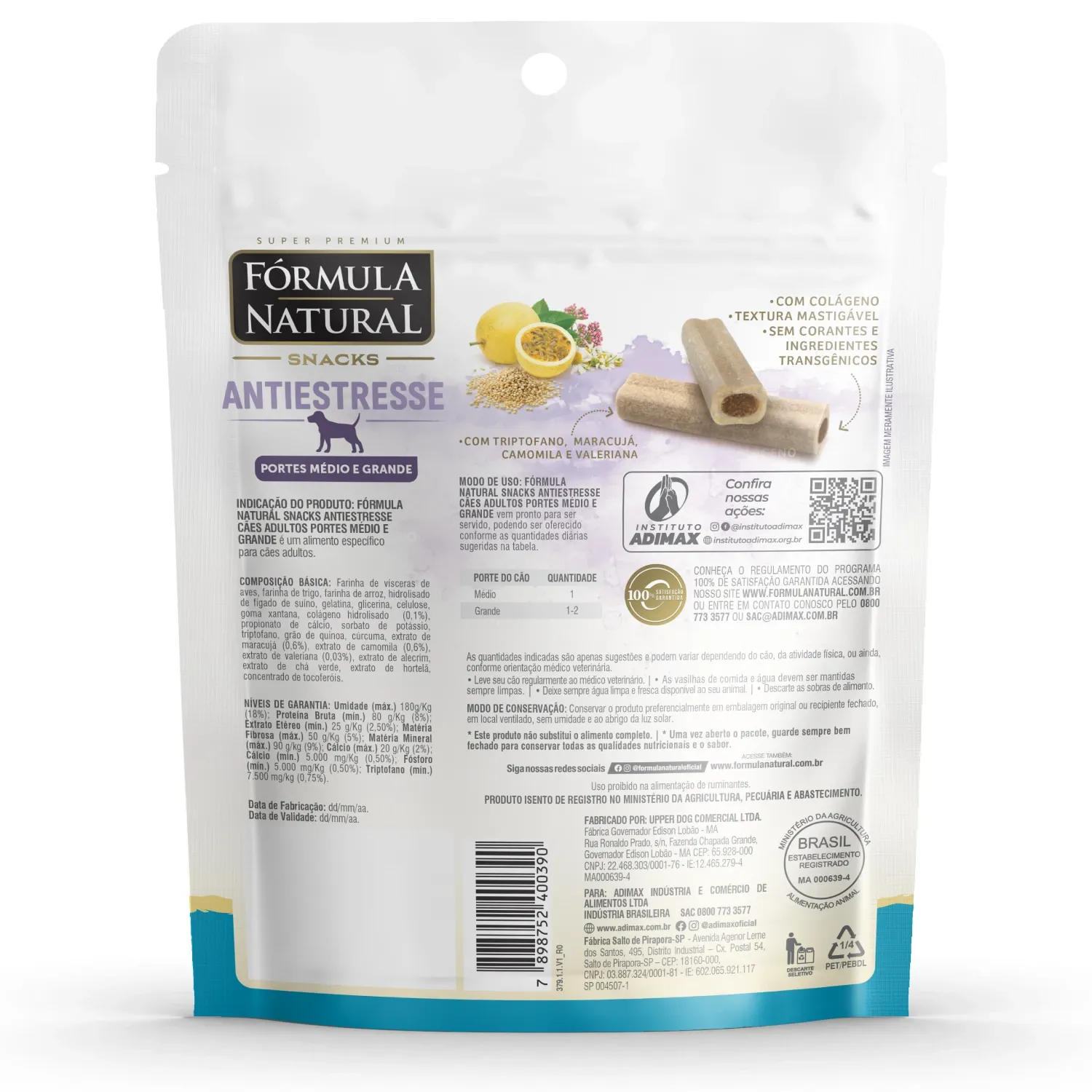 Snacks Fórmula Natural Antiestresse Cães Médios